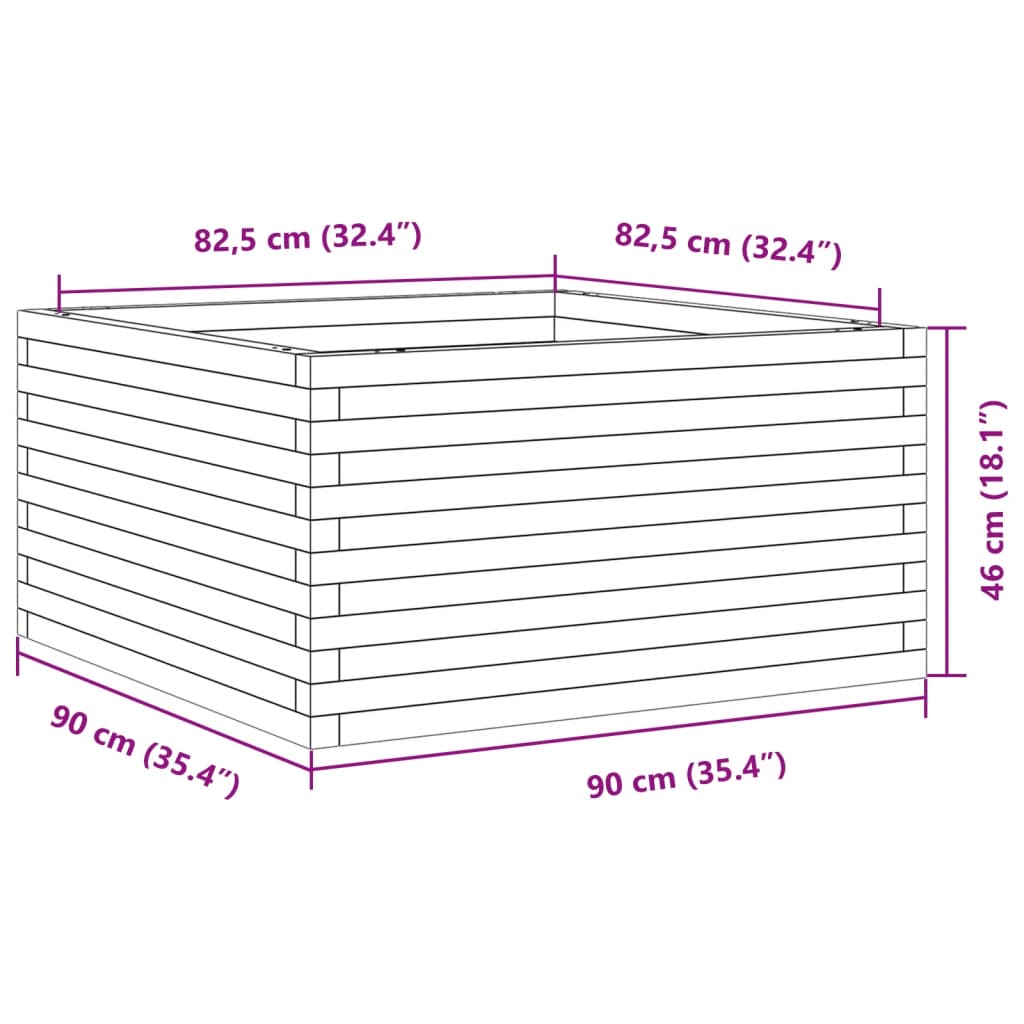 Fioriera Giardino Marrone Cera 90x90x46 cm Legno Massello Pino | homemem39