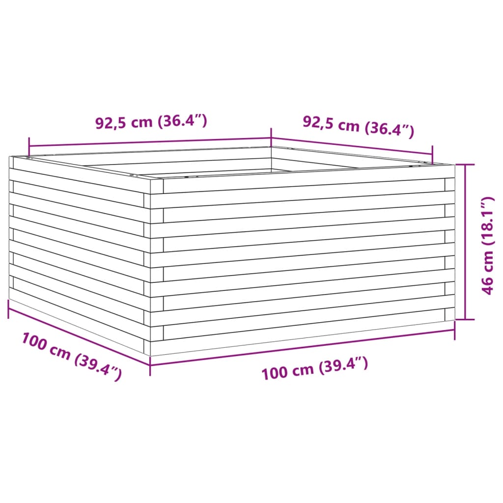 Fioriera Giardino 100x100x46 cm Legno Massello Pino | homemem39