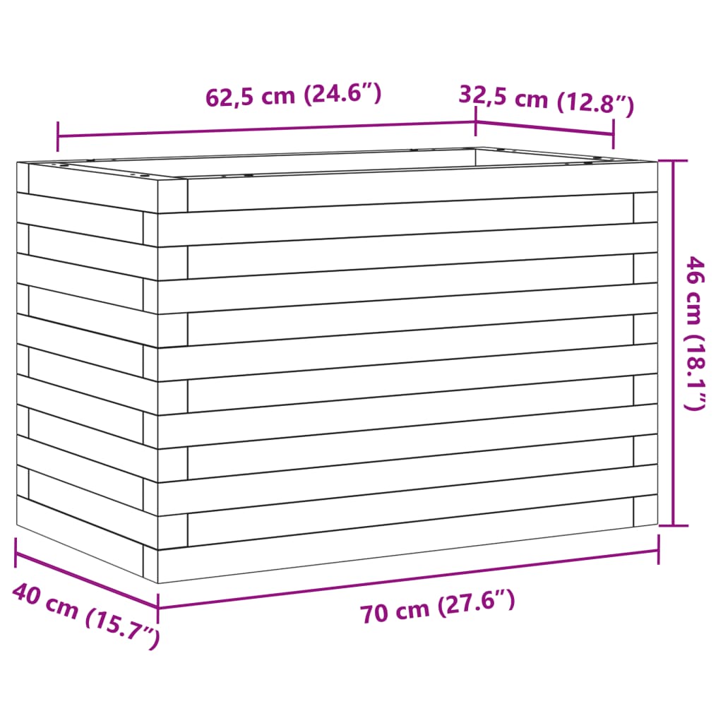 Fioriera da Giardino Bianca 70x40x46 cm Legno Massello di Pino
