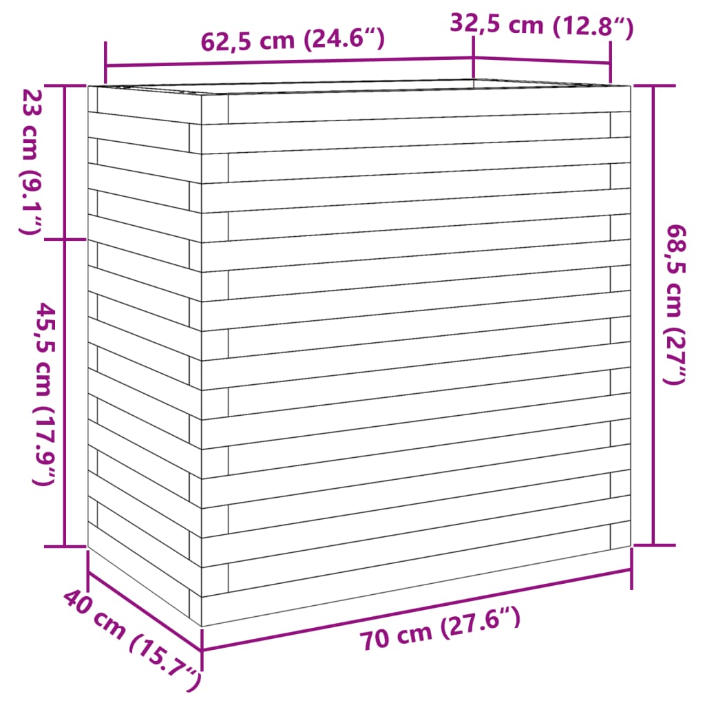 Fioriera Giardino Marrone Cera 70x40x68,5cm Legno Massello Pino | homemem39