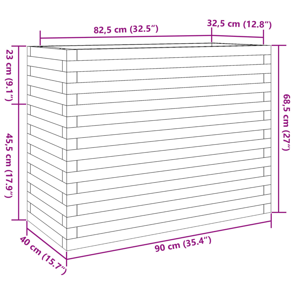 Fioriera Giardino Marrone Cera 90x40x68,5cm Legno Massello Pino | homemem39
