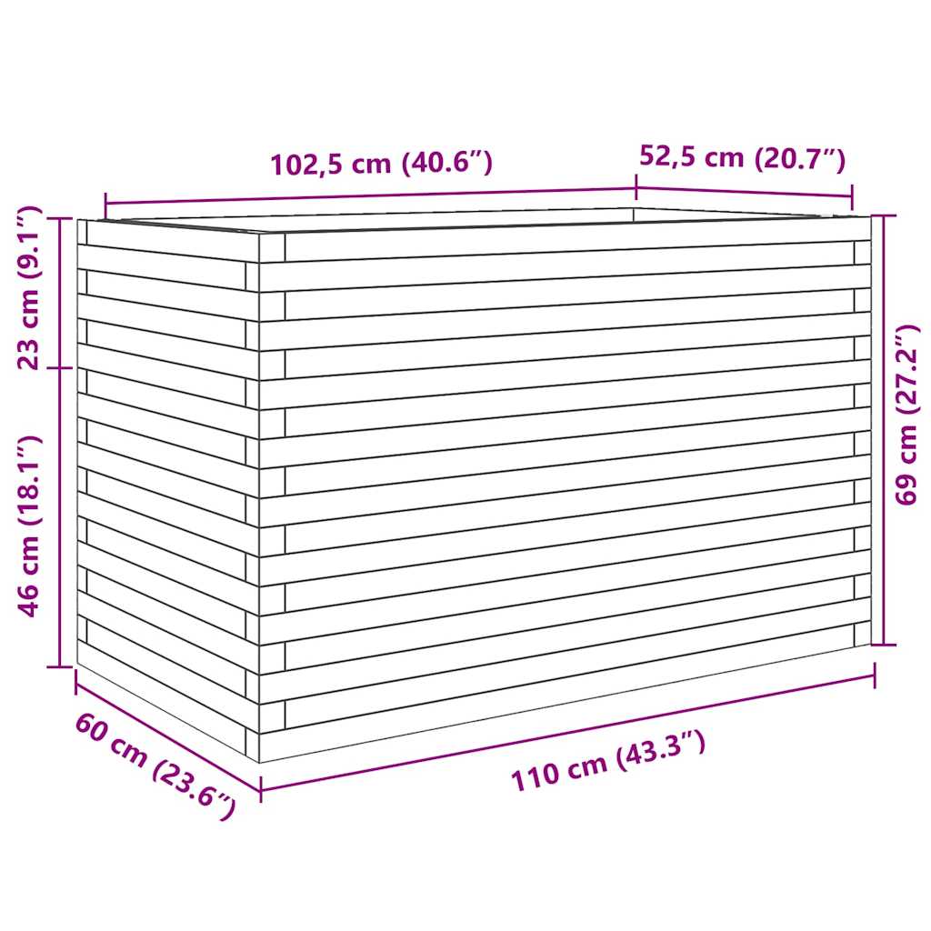 Fioriera da Giardino Bianca 110x60x68,5 cm Legno Massello Pino | homemem39