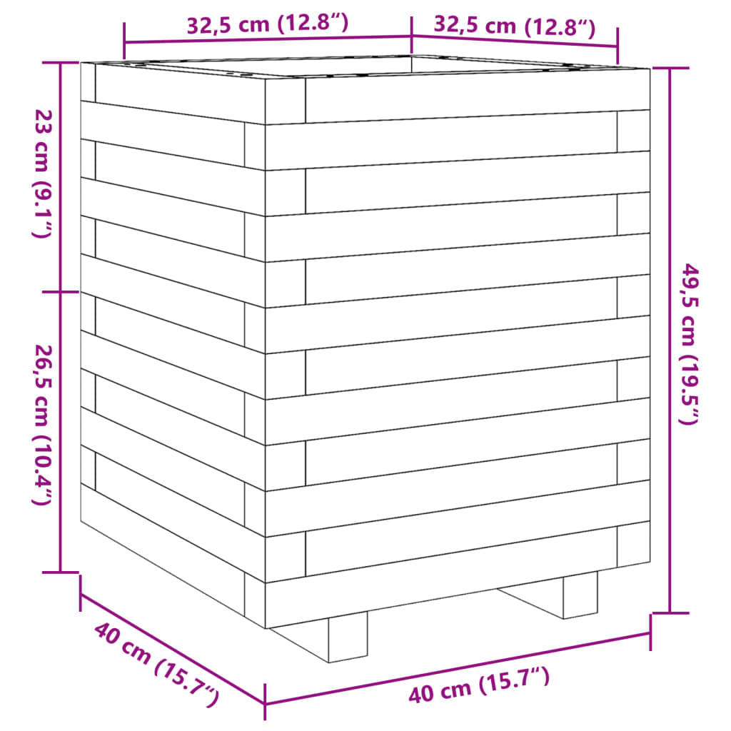 Fioriera da Giardino 40x40x49,5 cm in Legno Massello di Pino | homemem39