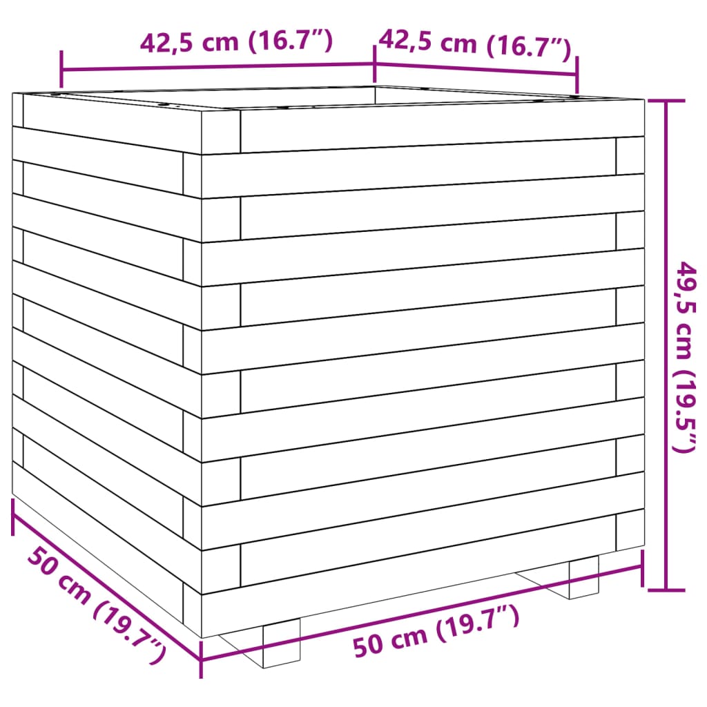 Fioriera da Giardino Bianca 50x50x49,5cm Legno Massello di Pino | homemem39