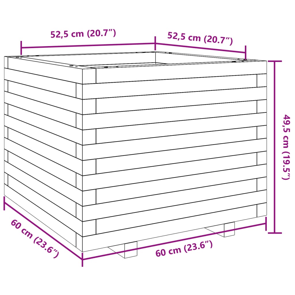 Fioriera Giardino Marrone Cera 60x60x49,5cm Legno Massello Pino | homemem39
