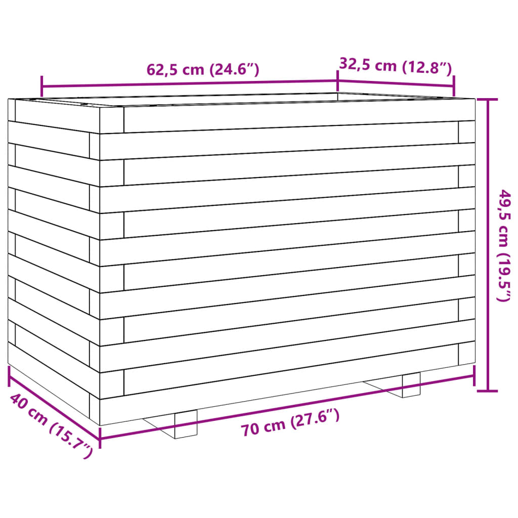 Fioriera Giardino Marrone Cera 70x40x49,5cm Legno Massello Pino | homemem39