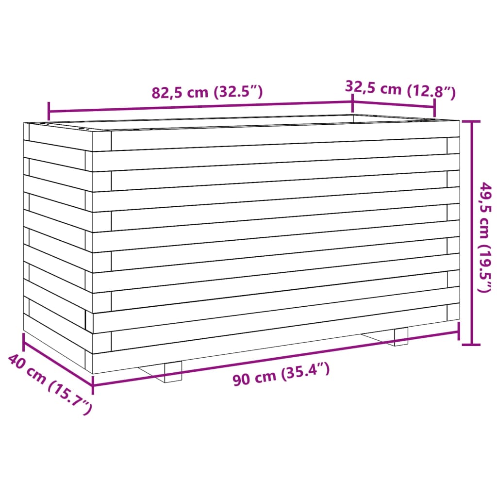 Fioriera Giardino Marrone Cera 90x40x49,5cm Legno Massello Pino | homemem39
