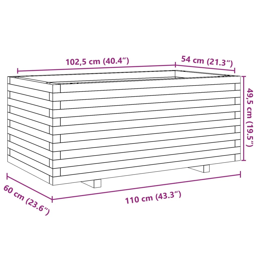 Fioriera da Giardino Bianca 110x60x49,5 cm Legno Massello Pino