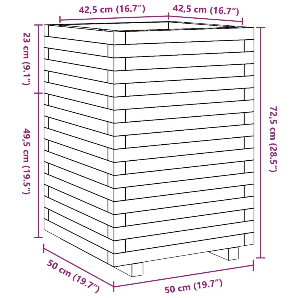 Fioriera da Giardino Bianca 50x50x72,5cm Legno Massello di Pino | homemem39