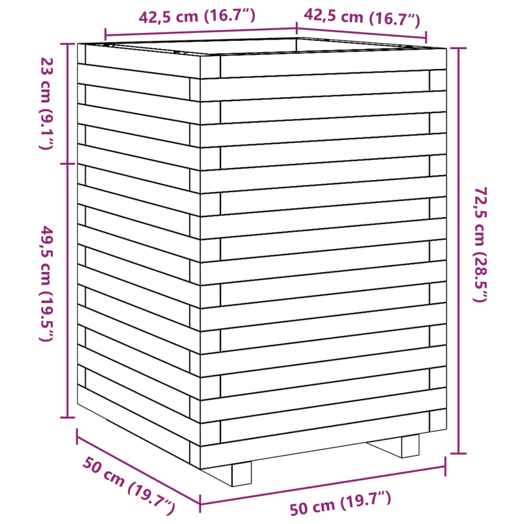 Fioriera Giardino Marrone Cera 50x50x72,5cm Legno Massello Pino | homemem39