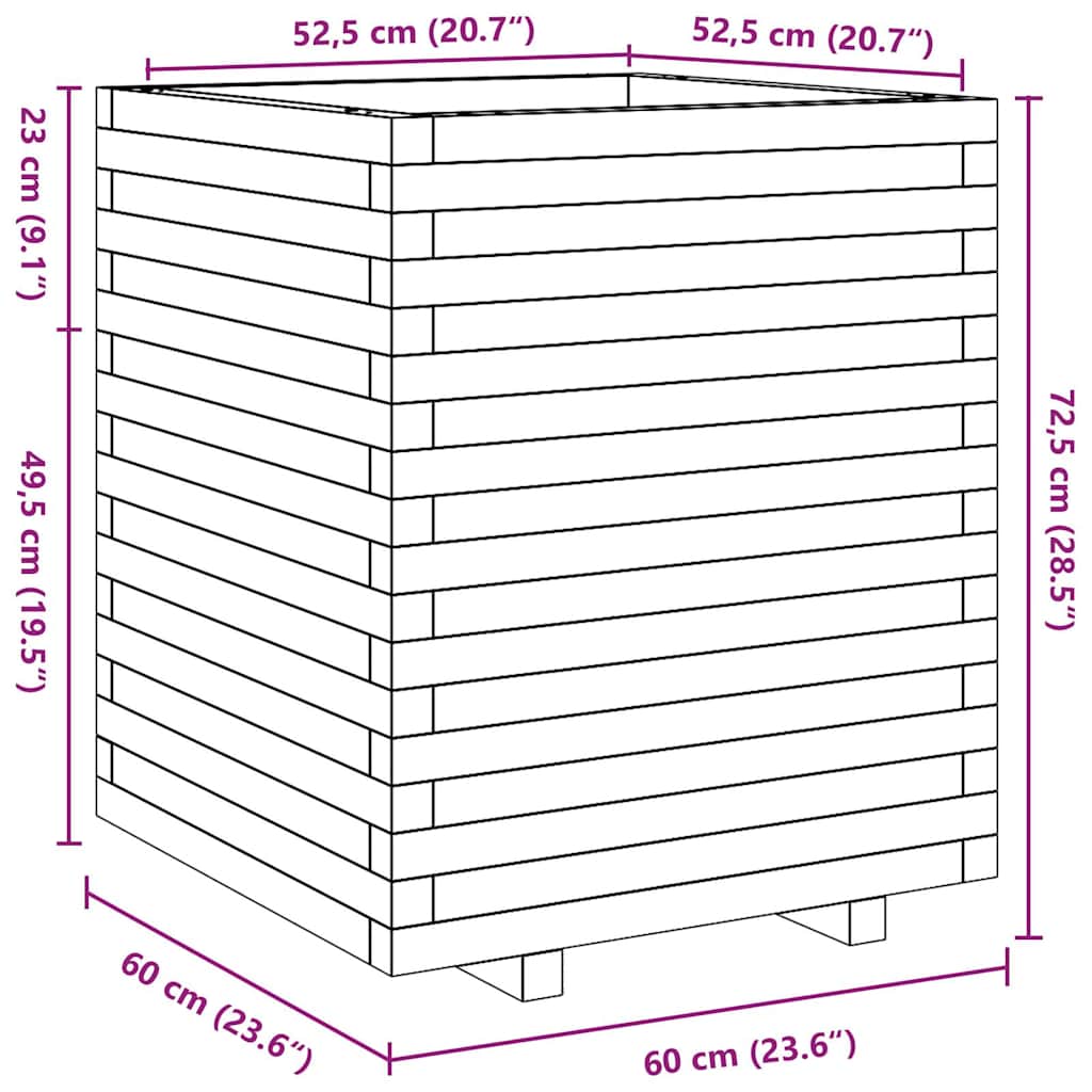 Fioriera da Giardino Bianca 60x60x72,5cm Legno Massello di Pino | homemem39