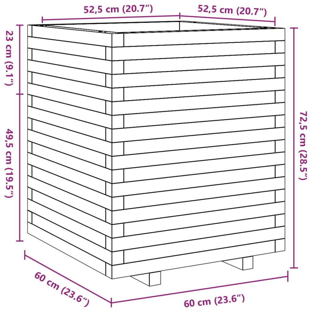 Fioriera Giardino Marrone Cera 60x60x72,5cm Legno Massello Pino | homemem39