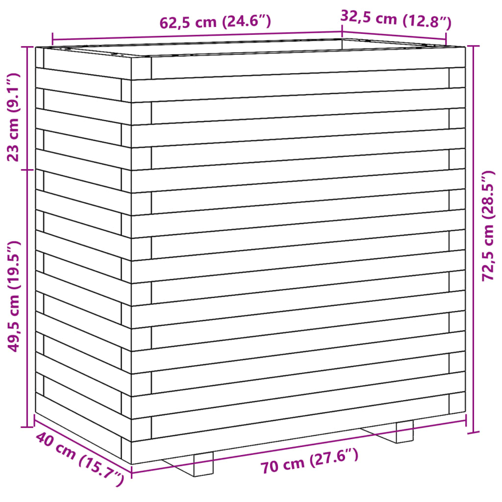 Fioriera da Giardino Bianca 70x40x72,5cm Legno Massello di Pino | homemem39