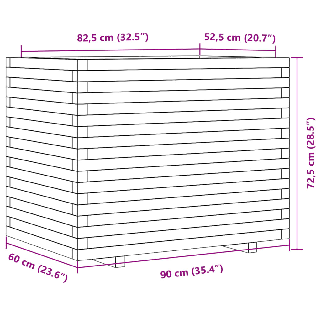 Fioriera da Giardino 90x60x72,5 cm in Legno Massello di Pino | homemem39