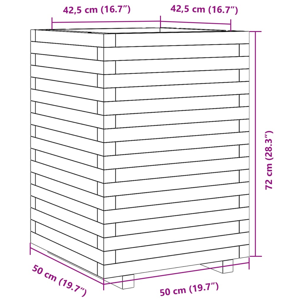 Fioriera Giardino Marrone Cera 50x50x72 cm Legno Massello Pino | homemem39