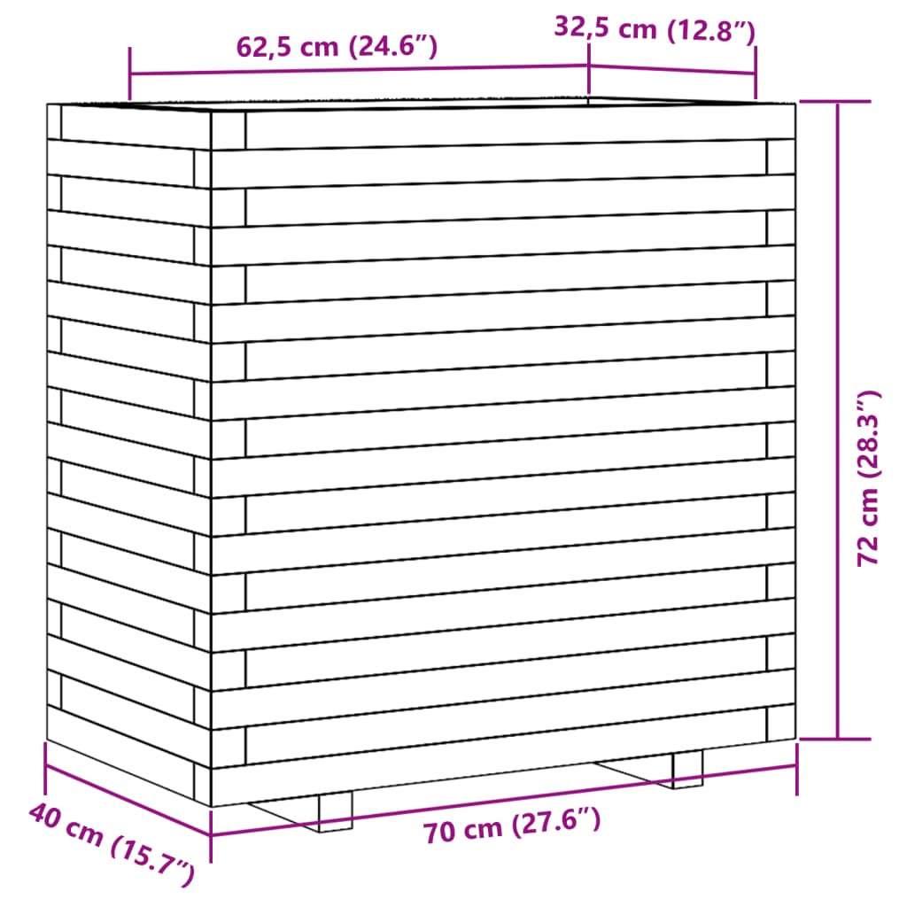 Fioriera Giardino Marrone Cera 70x40x72 cm Legno Massello Pino | homemem39