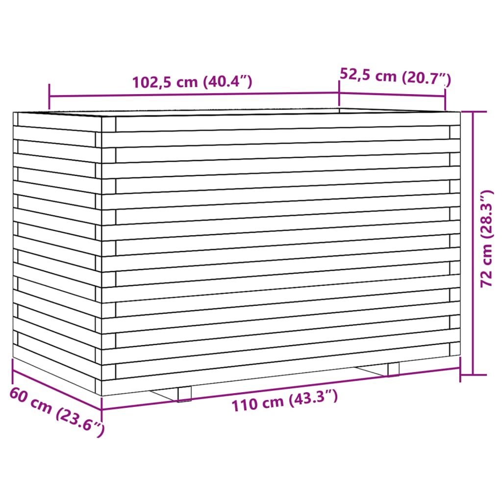 Fioriera da Giardino Bianca 110x60x72 cm Legno Massello di Pino | homemem39