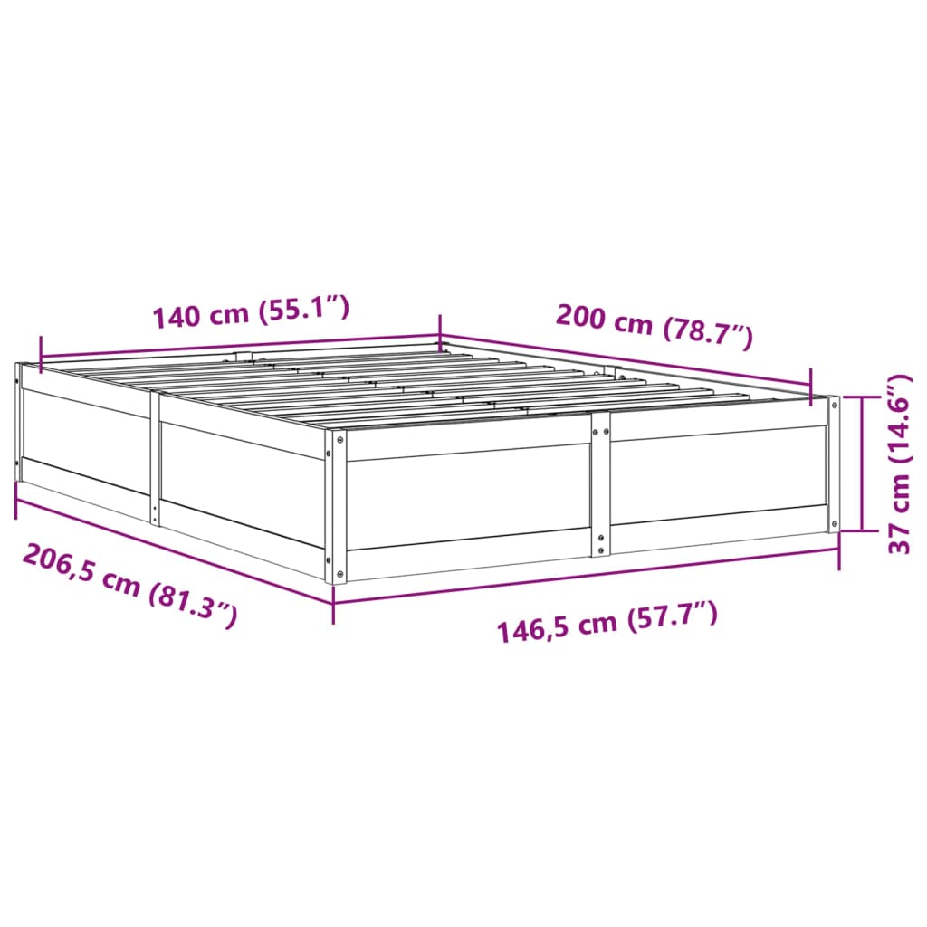 Giroletto senza Materasso Marrone Cera 140x200cm Massello Pino | homemem39