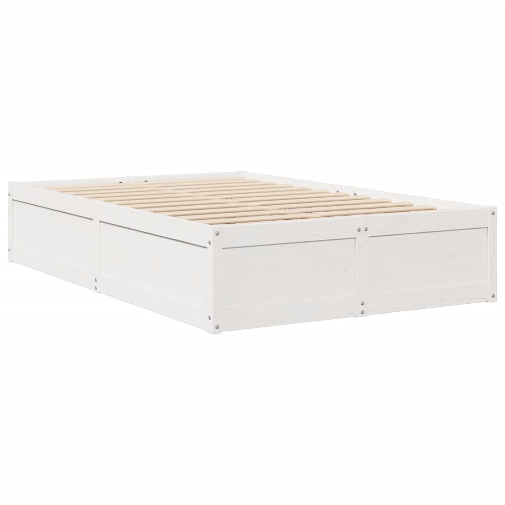 Letto senza Materasso Bianco 135x190 cm Legno Massello di Pino | homemem39