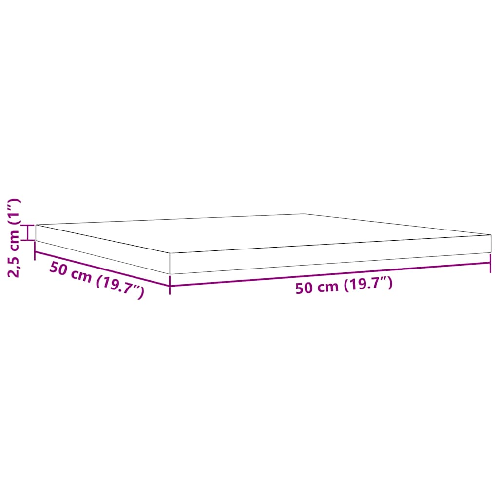 Piano per Tavolo 50x50x2,5 cm Quadrato Legno Massello di Pino