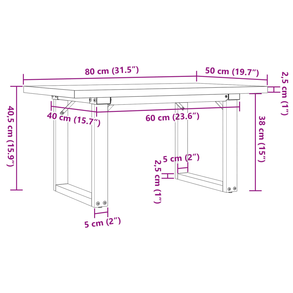 Tavolino Salotto Telaio a O 80x50x40,5cm Legno Pino e Acciaio | homemem39