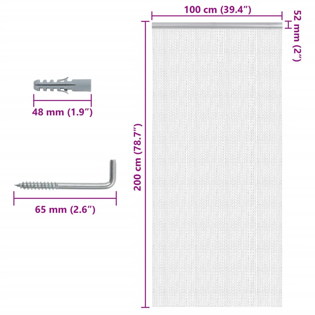Zanzariera da Porta a Catena 100x200 cm in Alluminio | homemem39
