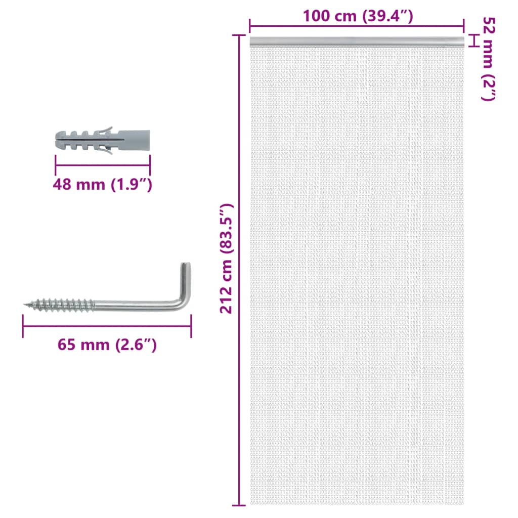 Zanzariera da Porta a Catena 100x212 cm in Alluminio | homemem39