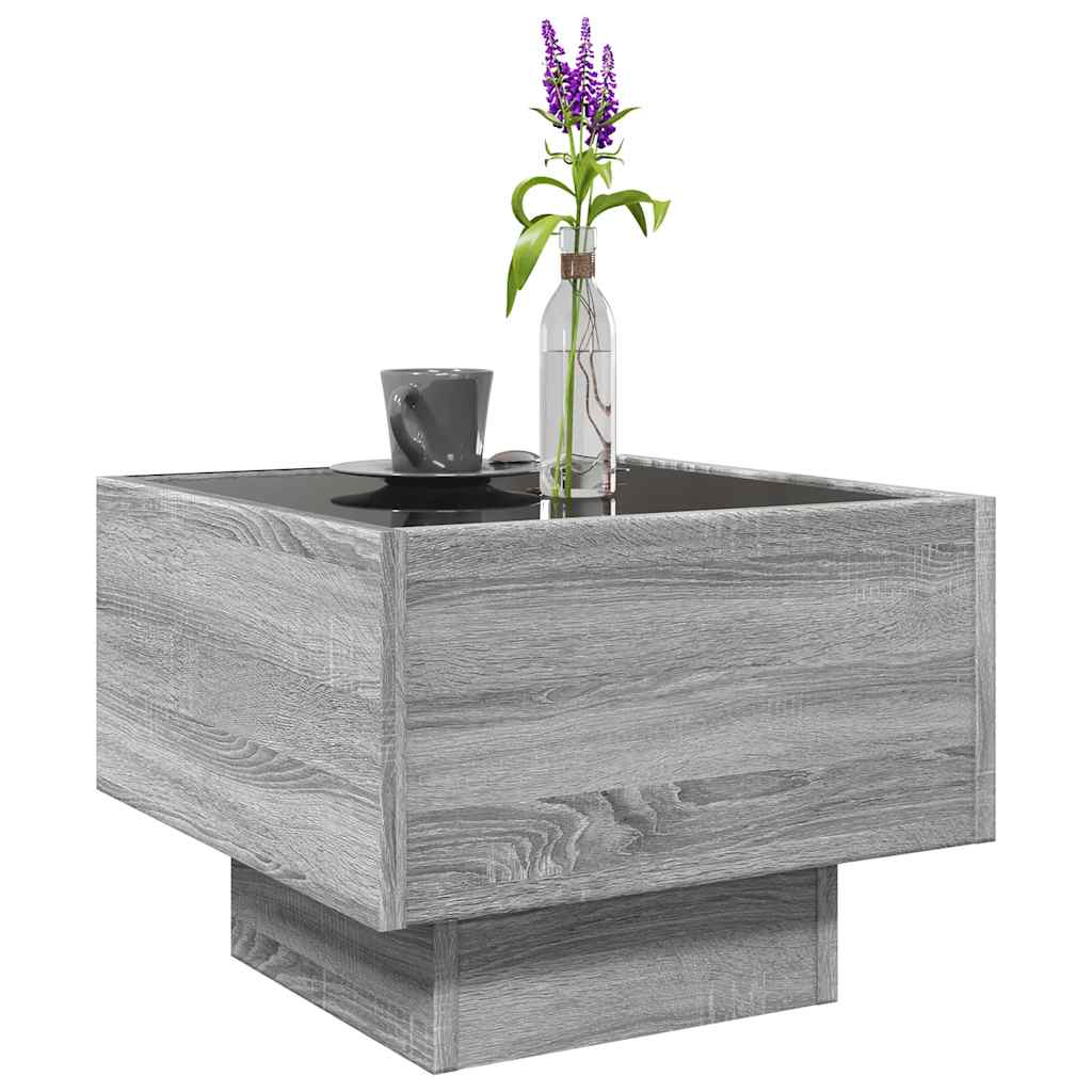 Tavolino con LED Grigio Sonoma 40x40x30 cm in Legno Multistrato