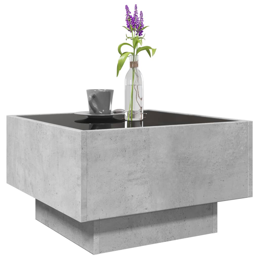 Tavolino Salotto con LED Grigio Cemento 50x50x30 cm Multistrato
