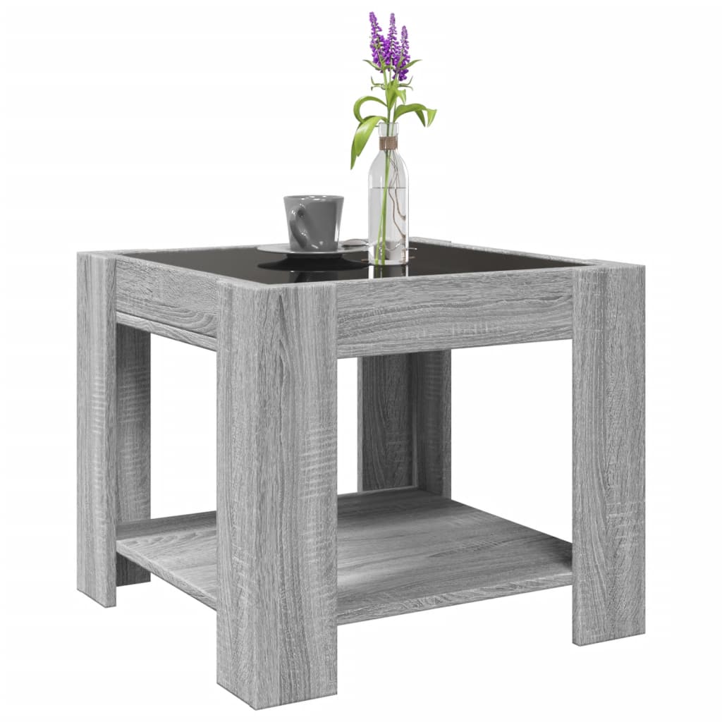 Tavolino Salotto con LED Grigio Sonoma 53x53x45 cm Multistrato