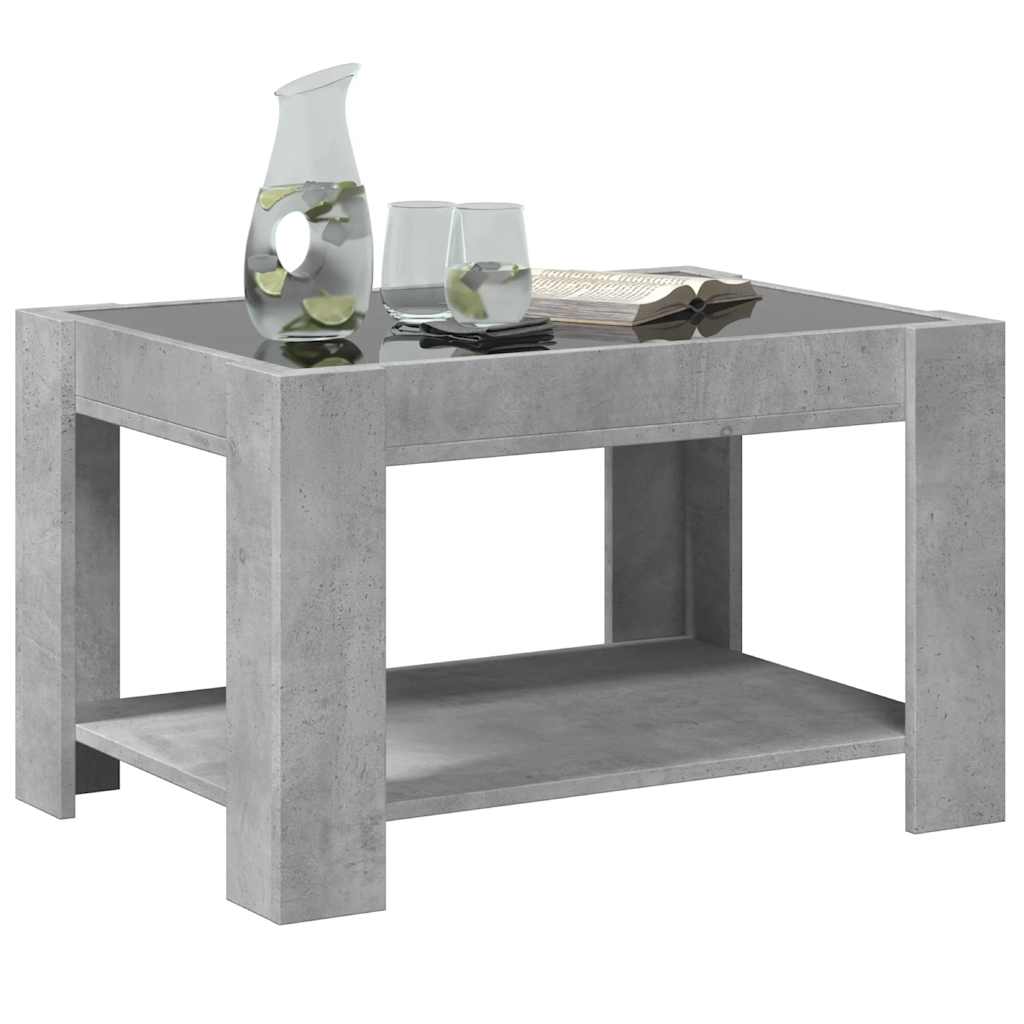 Tavolino Salotto con LED Grigio Cemento 73x53x45 cm Multistrato