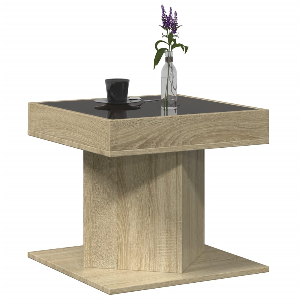Tavolino Salotto con LED Rovere Sonoma 50x50x45 cm Multistrato