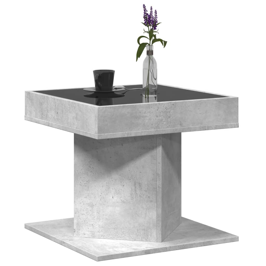 Tavolino Salotto con LED Grigio Cemento 50x50x45 cm Multistrato