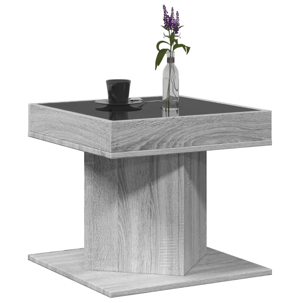 Tavolino Salotto con LED Grigio Sonoma 50x50x45 cm Multistrato