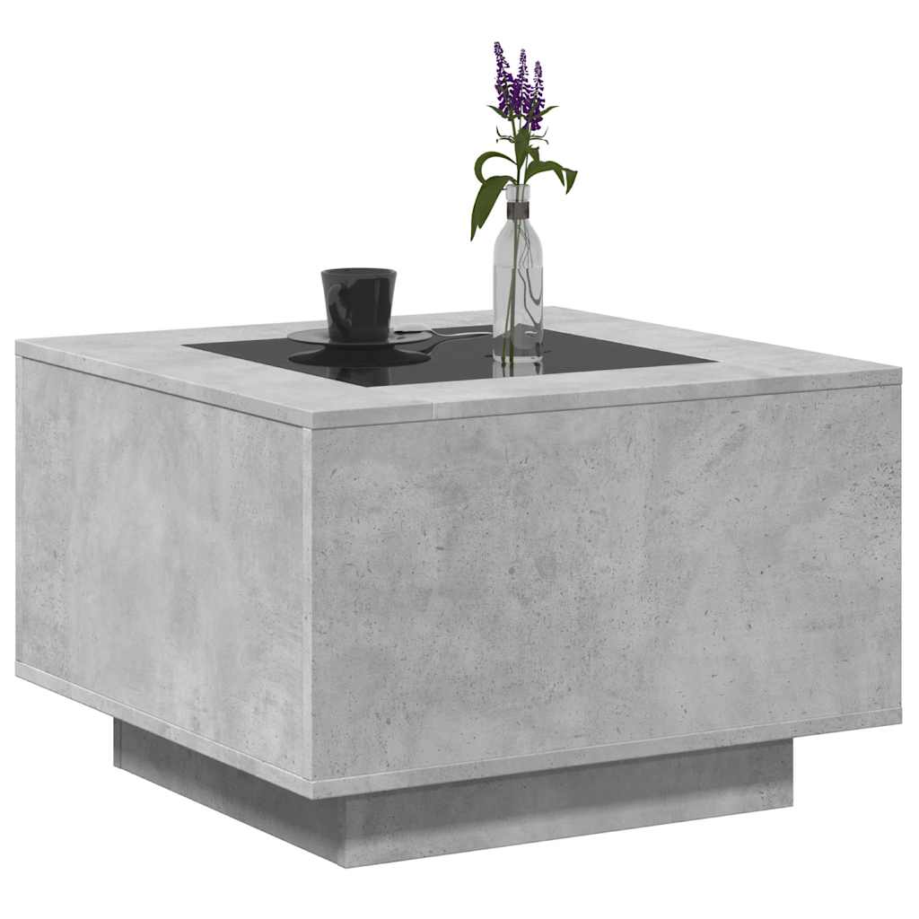 Tavolino Salotto con LED Grigio Cemento 60x60x40 cm Multistrato