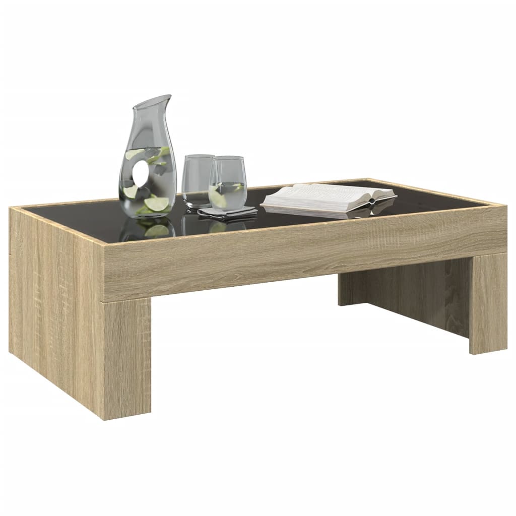 Tavolino da Salotto con LED Infinity Rovere Sonoma 90x50x30 cm