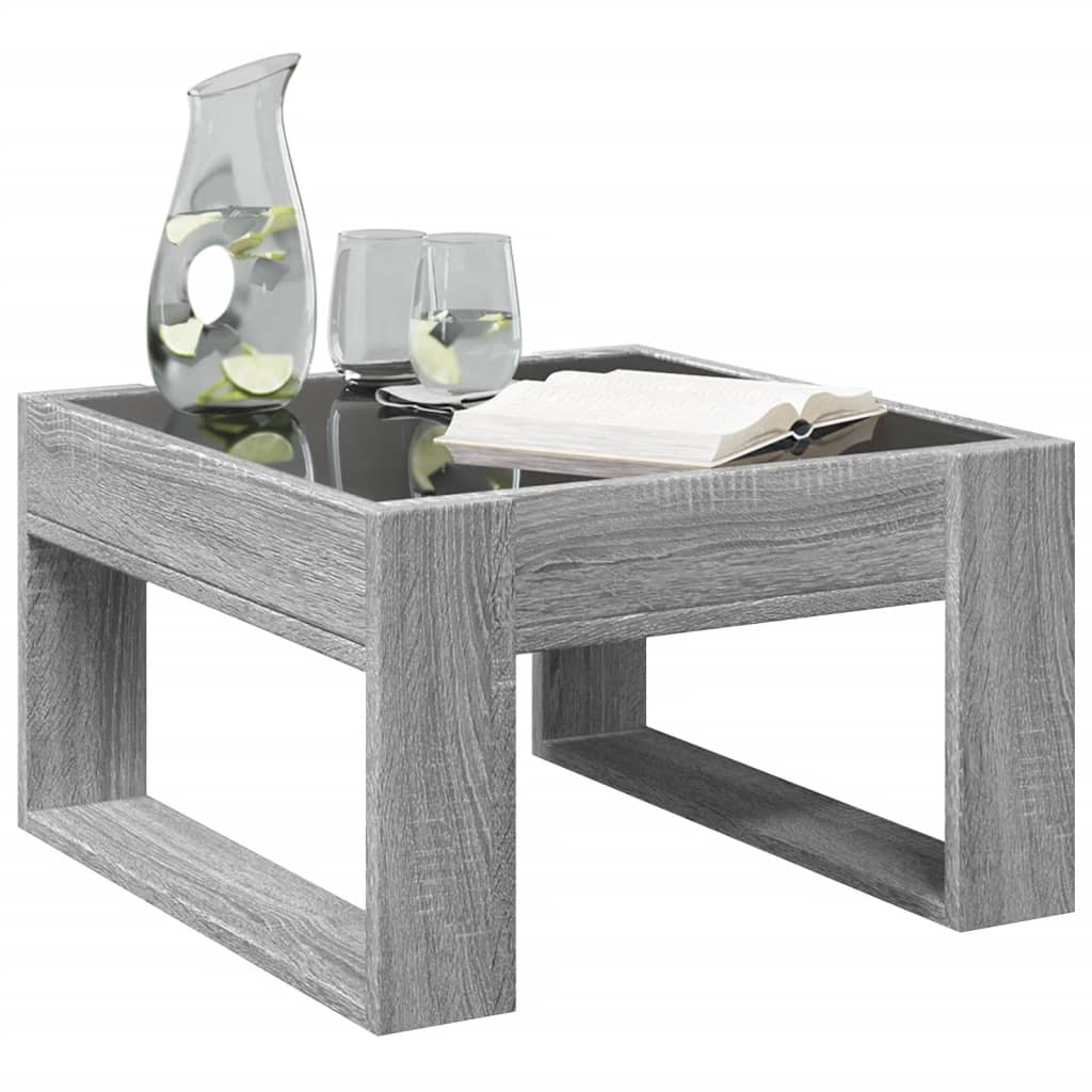 Tavolino da Salotto con LED Infinity Grigio Sonoma 50x53x30 cm