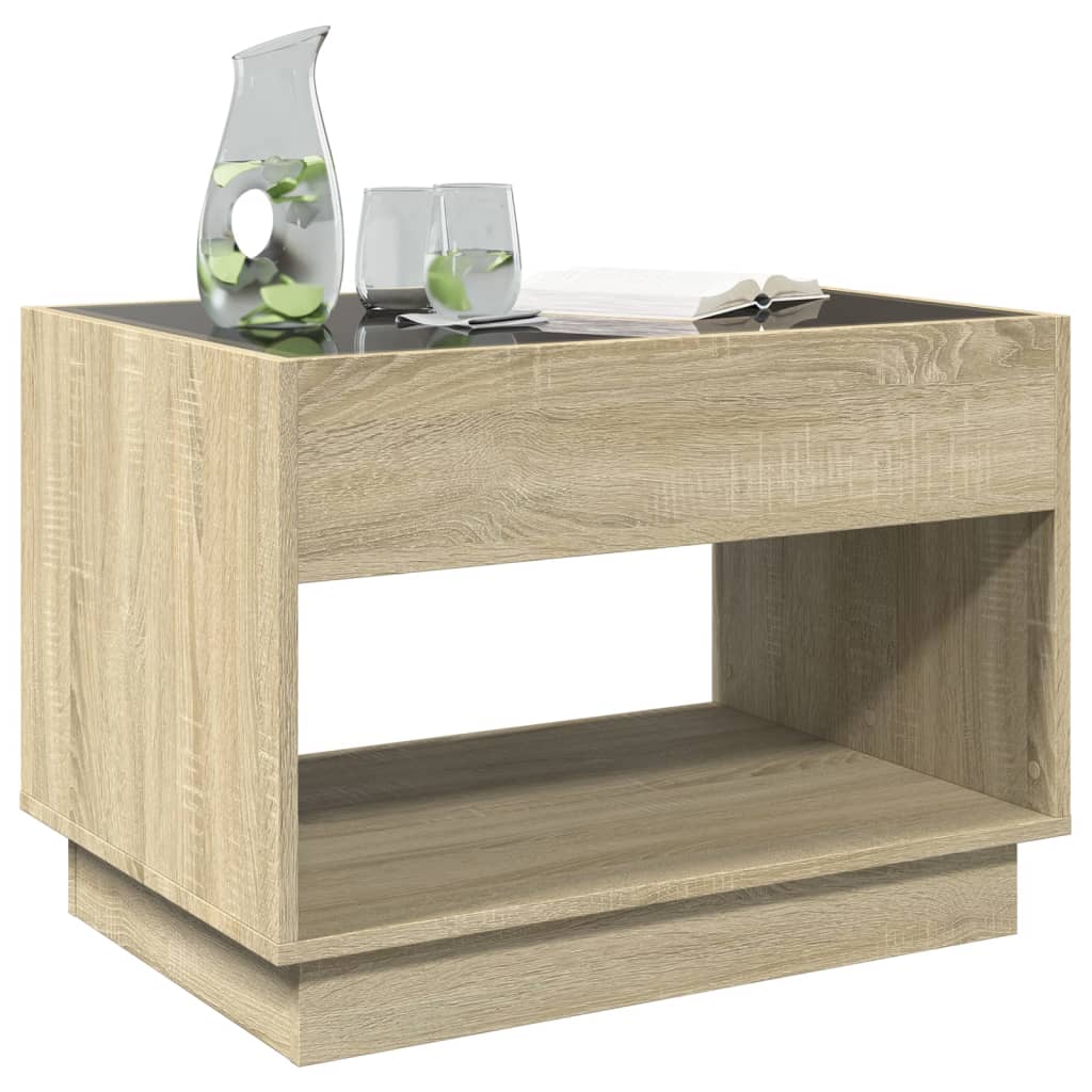 Tavolino da Salotto con LED Infinity Rovere Sonoma 70x50x50 cm
