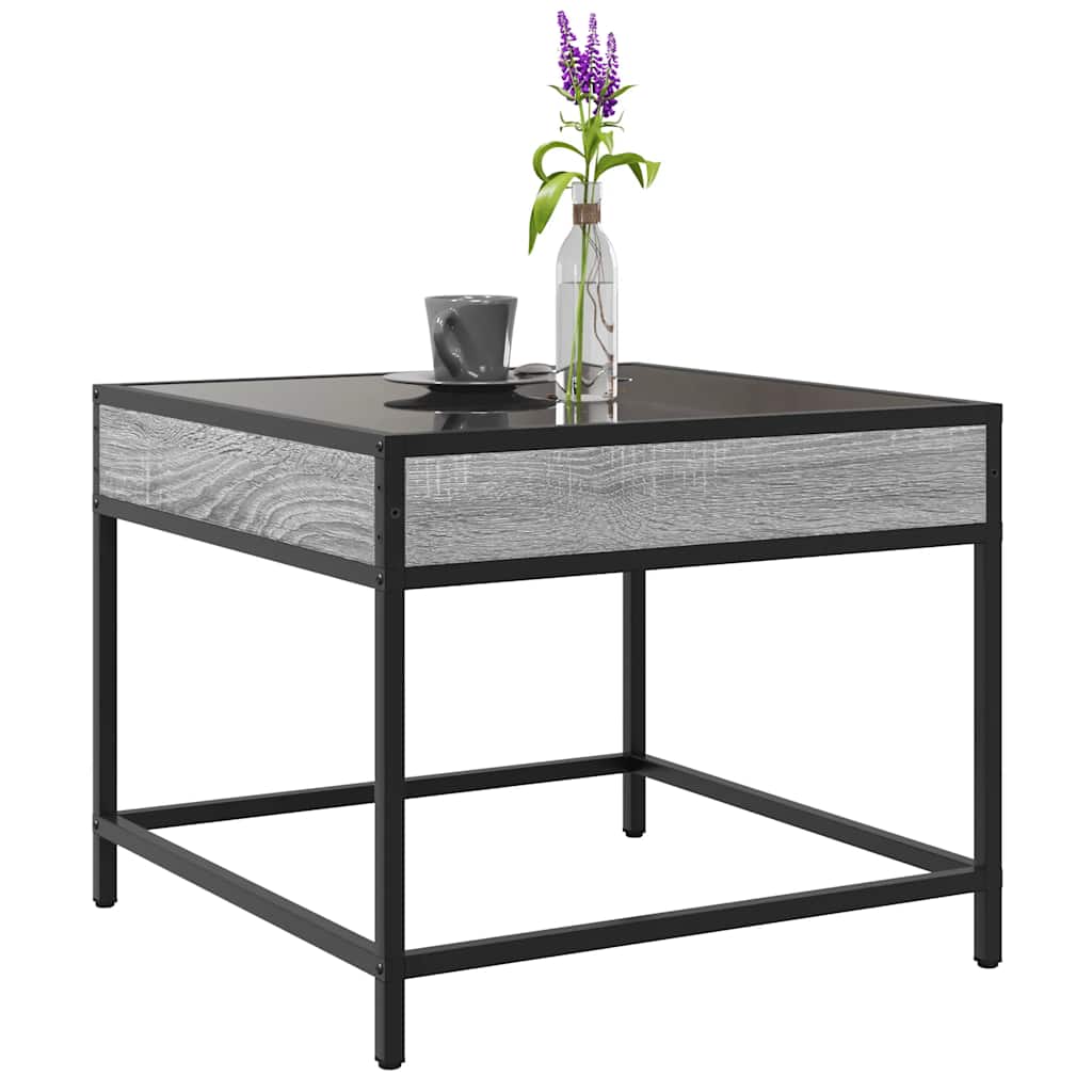 Tavolino da Salotto con LED Infinity Grigio Sonoma 50x50x41 cm