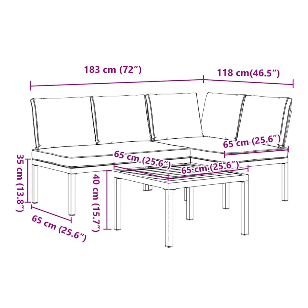 Set Divani da Giardino 3 pz con Cuscini in Alluminio Nero | homemem39