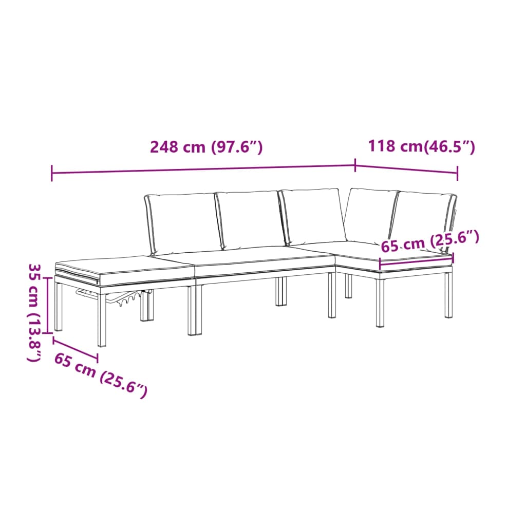Set Divani da Giardino 3 pz con Cuscini in Alluminio Nero | homemem39