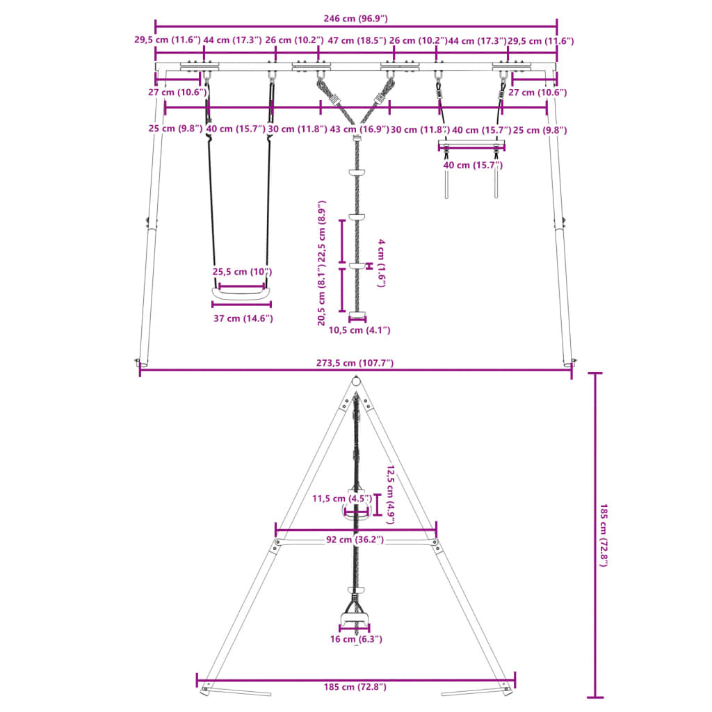 Set Gioco da Esterno con Altalena,Trapezio e Scala | homemem39