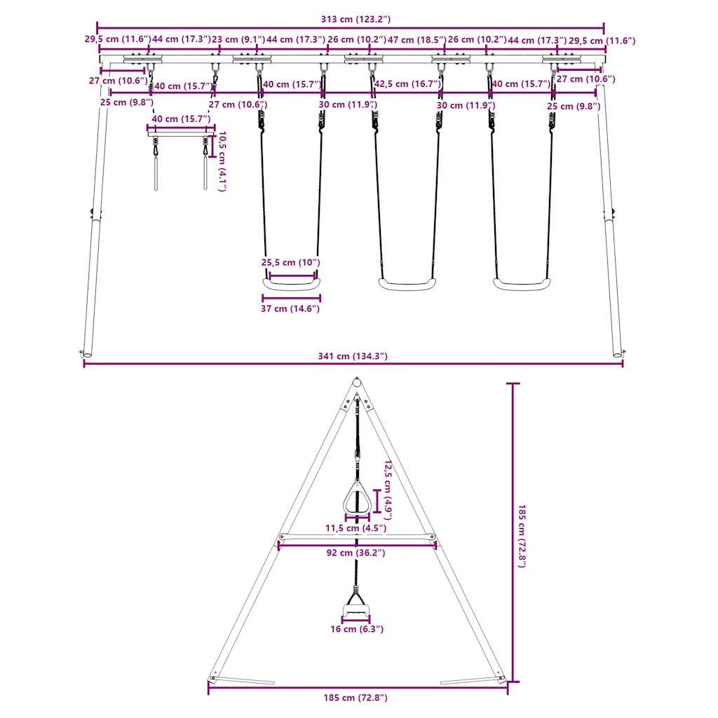 Set Gioco da Esterno con Altalene e Trapezio