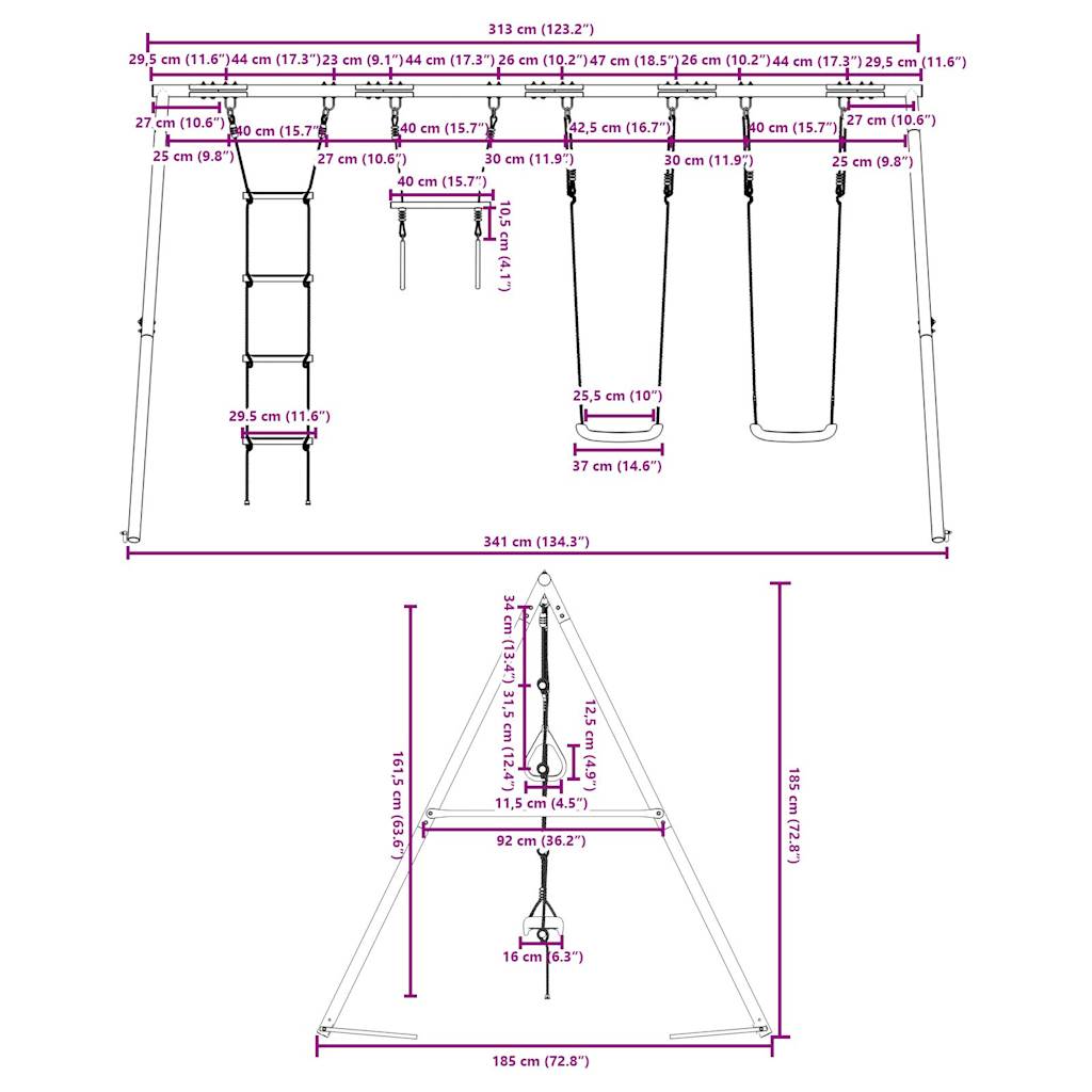 Set Gioco da Esterno con Altalene Trapezio e Scala