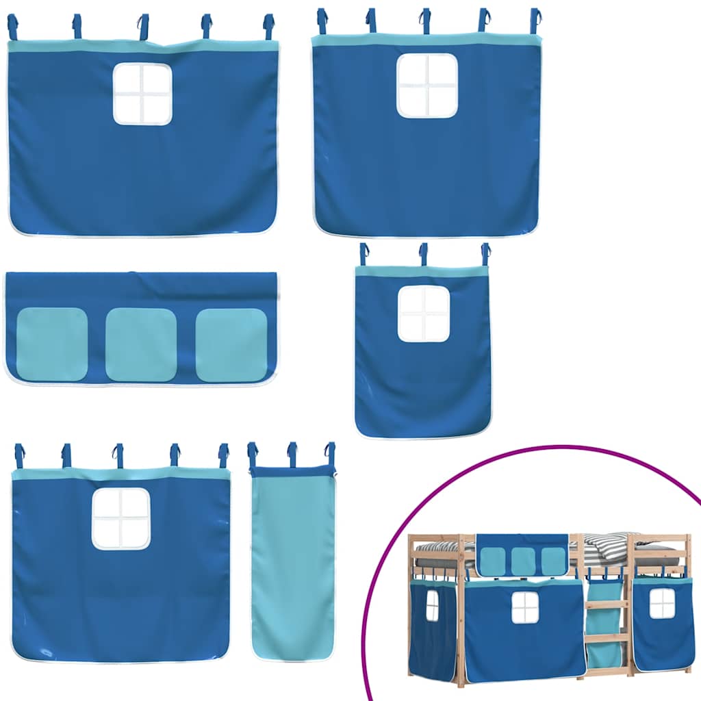 Letto a Castello senza Materasso Blu 80x200 cm Massello Pino