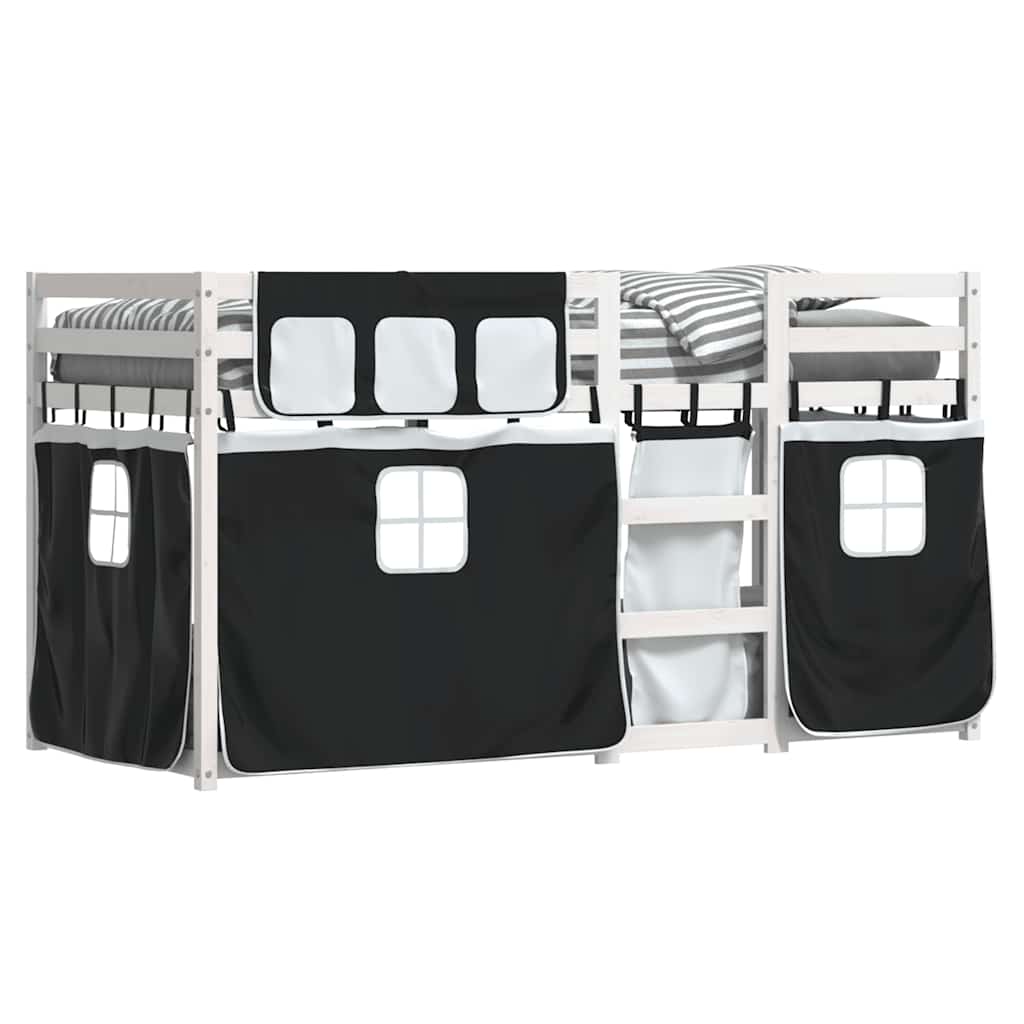 Letto a Castello senza Materasso Bianco e Nero 80x200cm in Pino