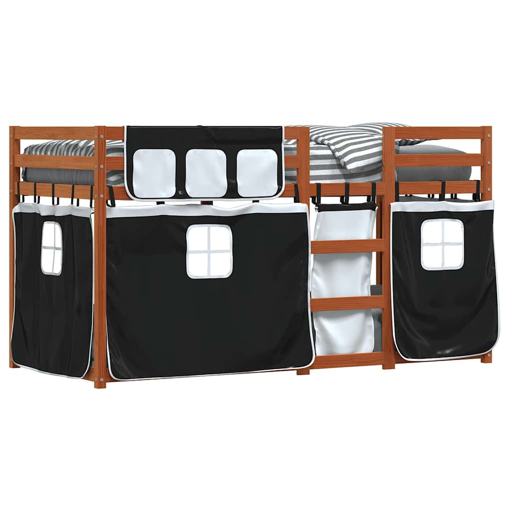 Letto a Castello senza Materasso Bianco e Nero 80x200cm in Pino