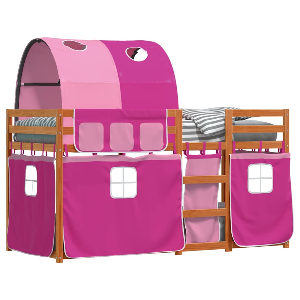 Letto a Castello senza Materasso Rosa 90x190 cm Legno di Pino