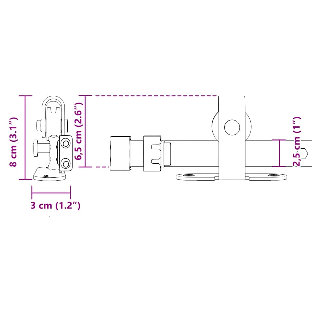 Kit Anta Scorrevole Armadio in Acciaio al Carbonio 244 cm