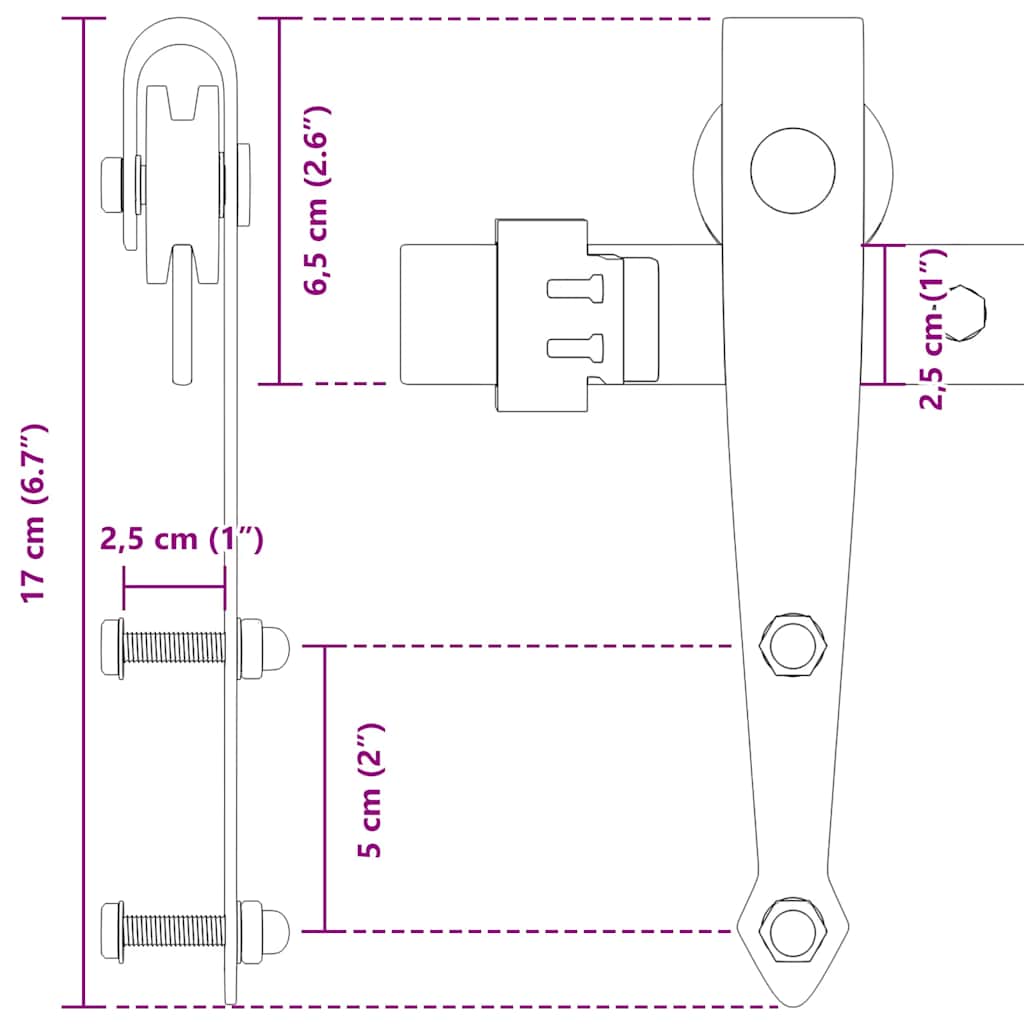 Kit Anta Scorrevole Armadio in Acciaio al Carbonio 113 cm